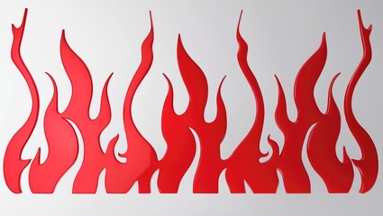 Vibrant red flame graphics arranged dynamically against a clean white background creating a striking visual impact for design projects.