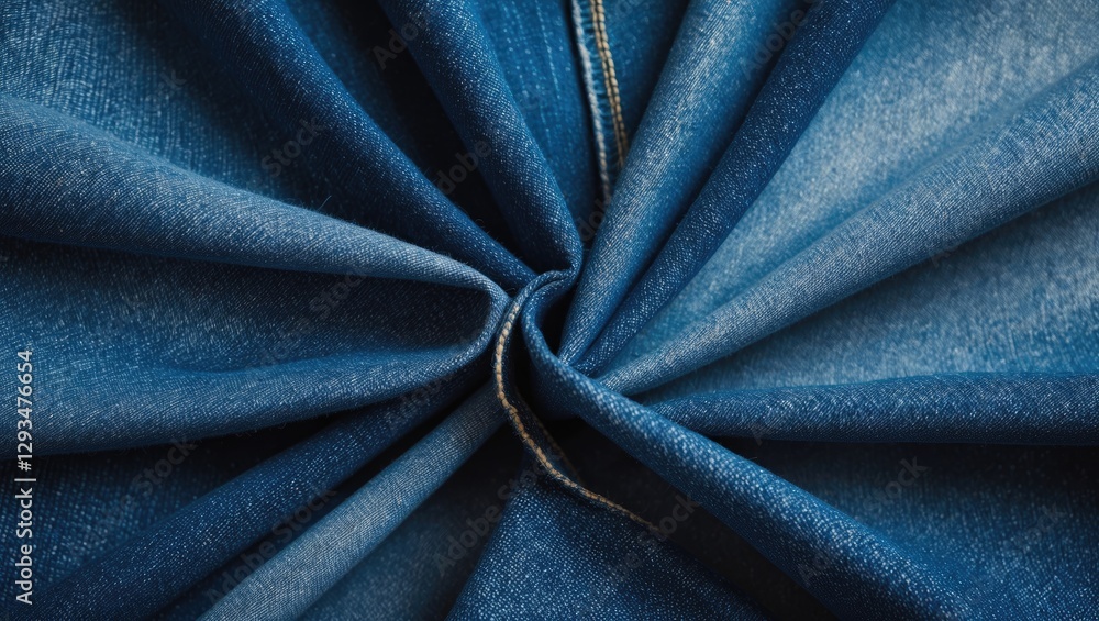 Poster denim fabric texture showcasing intricate folds and rich blue hues creating a visually appealing and