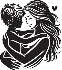 Mother & Child Silhouette Vector Art Set