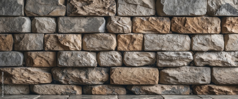 Poster natural textured stone wall background suitable for rustic design and architectural projects featuri