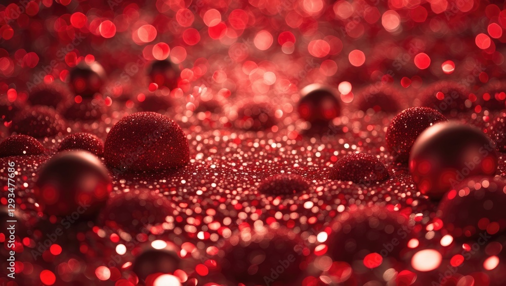 Poster red abstract background with glimmering bokeh lights and decorative orbs ideal for valentine's day c
