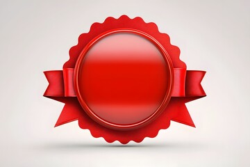 Red blank Award badge featuring a ribbon banner, Stylish collection of red ribbon banners, ideal for decorating gifts, birthday celebrations, and Christmas events