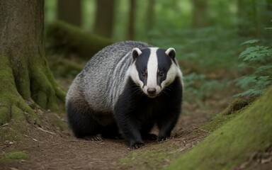 Beautiful Badger in Forest