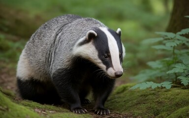 Beautiful Badger in Forest