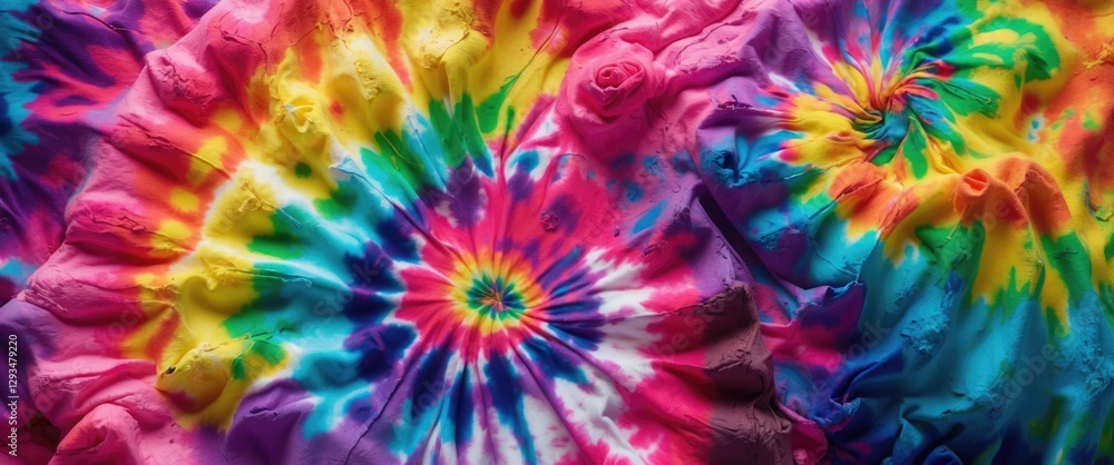 Poster vibrant rainbow tie dye swirl pattern creating an abstract colorful background ideal for artistic an