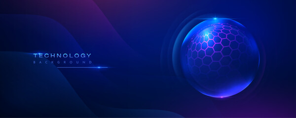 Blue sphere hexagonal abstract technology vector background