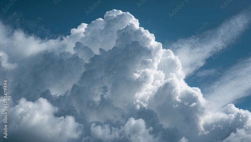 Aufkleber fluffy white clouds against a vibrant blue sky creating a serene and calming background for various 
