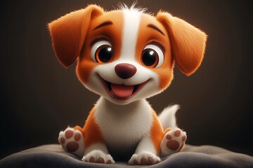 Happy puppy, studio shot, dark background, pet adoption