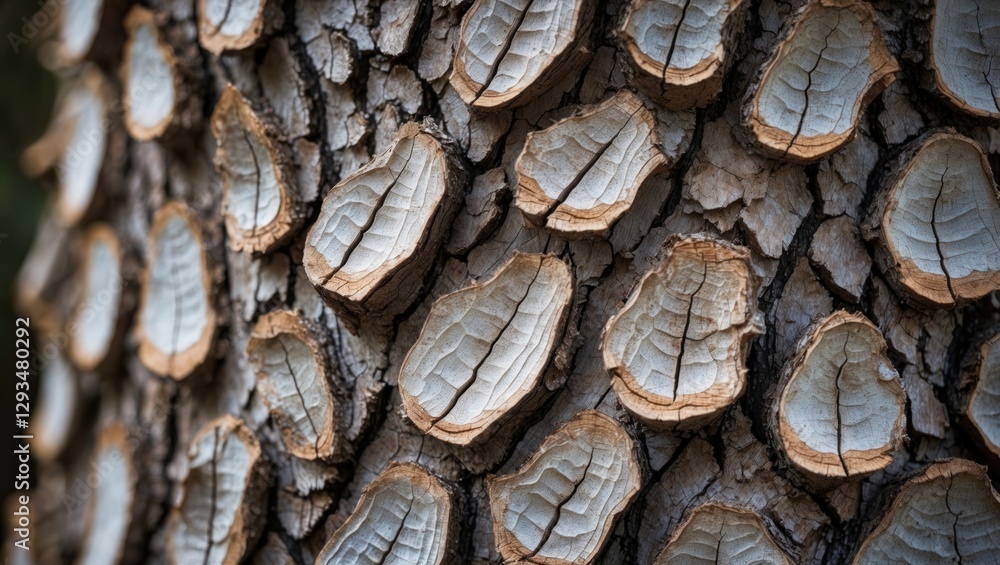 Aufkleber detailed close-up view of textured tree bark showcasing unique patterns and shapes in natural wood s