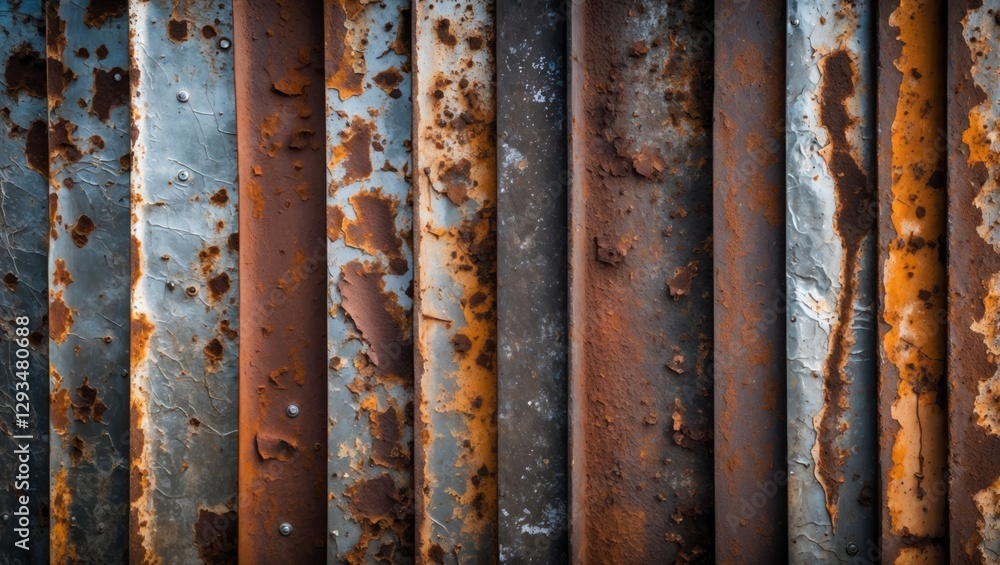 Poster rusty metal sheet texture collage with weathered patterns ideal for backgrounds, banners, and 3d map
