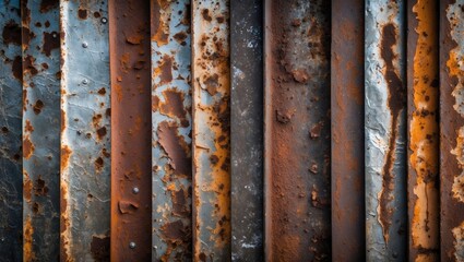 Obraz premium Rusty metal sheet texture collage with weathered patterns ideal for backgrounds, banners, and 3D mapping applications in design projects.