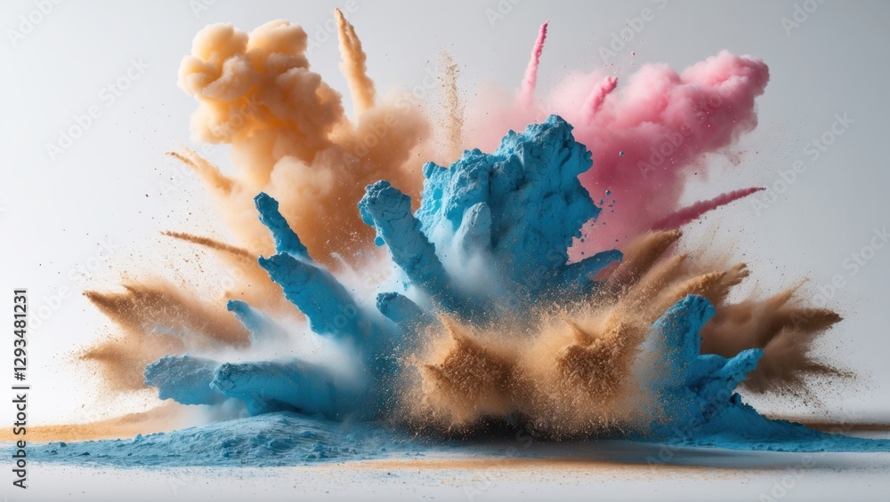 Aufkleber colorful powder explosion creating dynamic visual impact on white background showcasing a blend of v