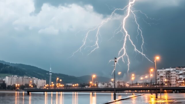 Lightning storms and historical events, capturing dramatic electrical discharges and their significance in mythology and science..