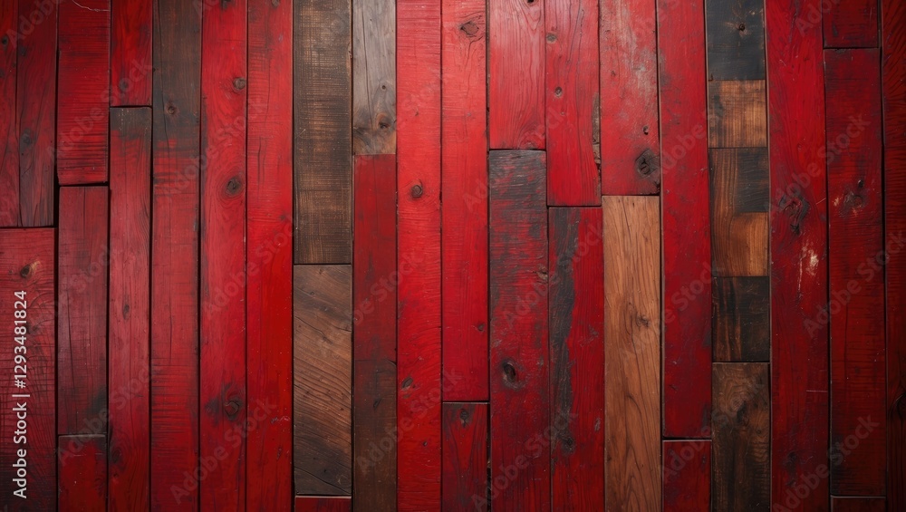 Poster rustic red wooden floor texture with diverse shades and patterns suitable for backgrounds, design pr