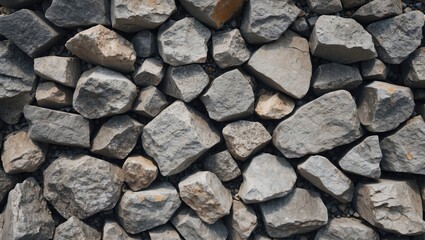 Fototapeta premium Rocky texture background with uneven stones in various sizes ideal for natural, construction or decorative purposes.