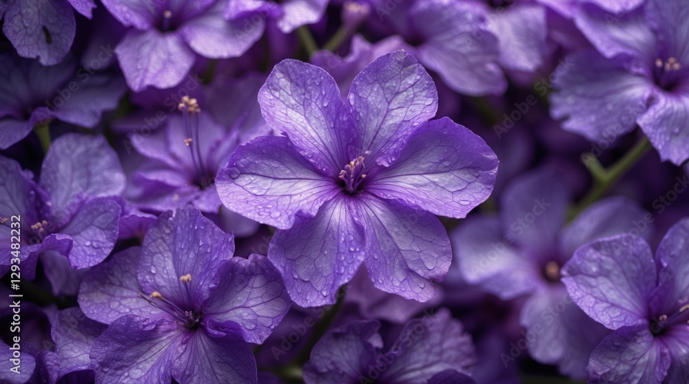 Poster vibrant violet flower petals close-up creating a textured background with a soft and delicate aesthe