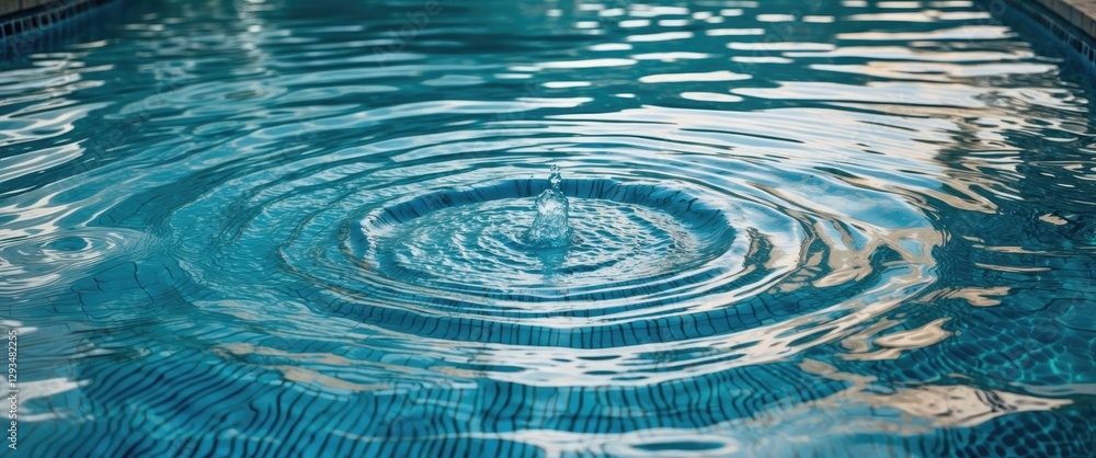 Poster rippling water surface in swimming pool with clear blue tones and space for text overlay in a relaxi