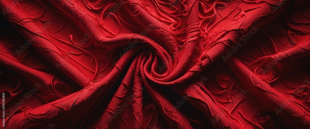 Poster luxurious crumpled red fabric texture ideal for elegant backgrounds and design applications