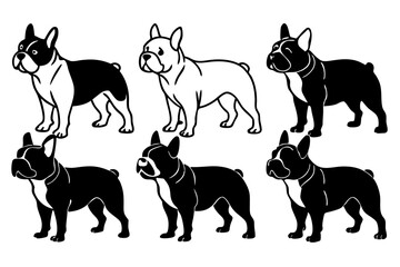 set of Bulldog silhouette vector illustration