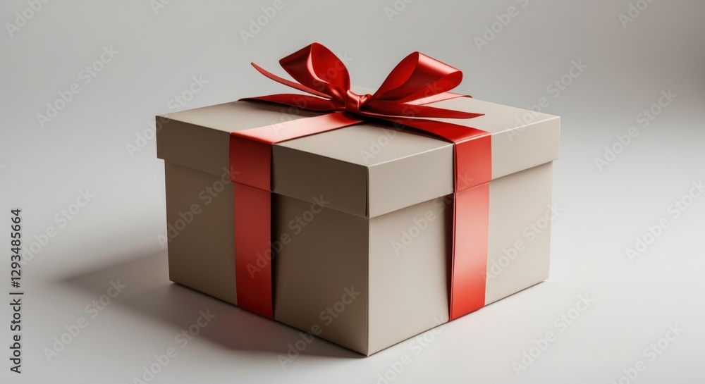 Poster elegant rectangular gift box with a red ribbon isolated on a blurred background showcasing high-reso