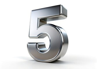 3D Silver Number Five Product Photography: High-Resolution Images for Website & Marketing