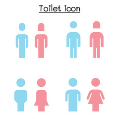 Toilet, Restroom sign in thin line style