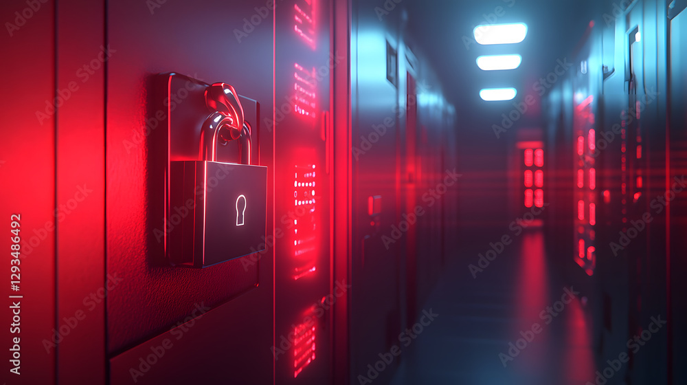 Poster high-tech oracle cloud security systems ai-driven protection in a futuristic data center environment
