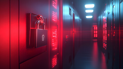 High-tech oracle cloud security systems ai-driven protection in a futuristic data center environment