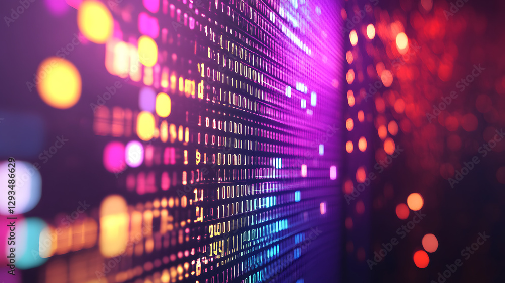 Poster luminous digital financial interface with floating data virtual space graphics modern abstract viewp