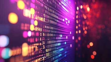 Luminous digital financial interface with floating data virtual space graphics modern abstract viewpoint innovation