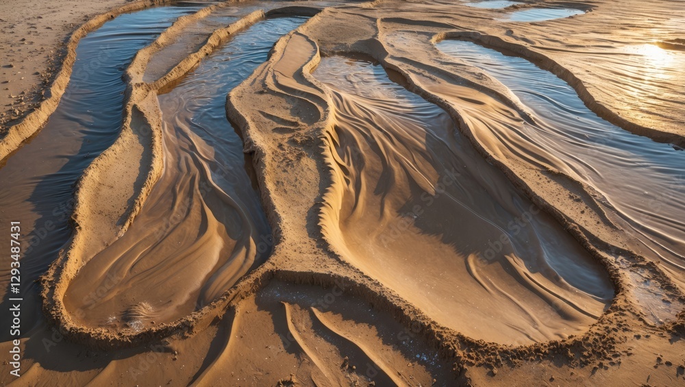 Poster dynamic patterns of water shaping sandy surfaces in a coastal landscape observed from a top-down per