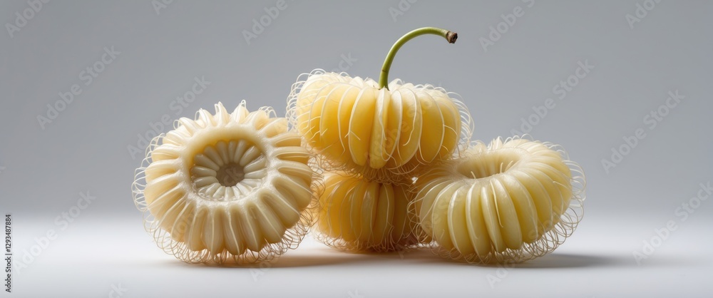 Poster rambutan fruit cluster isolated on neutral background with copy space for text or design elements