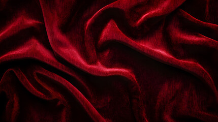 Obraz premium Luxurious deep red velvet texture soft lighting textile close-up elegant setting abstract concept