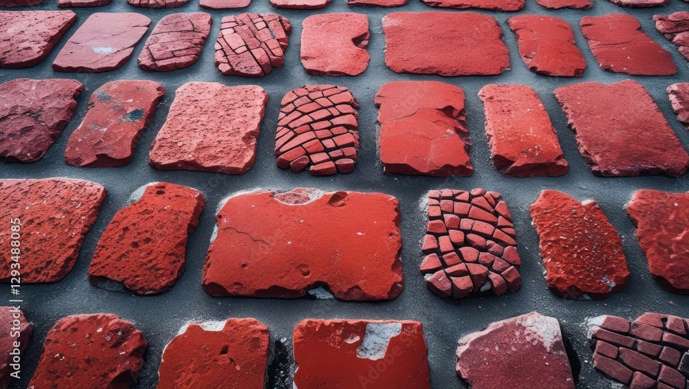Aufkleber textured red cobblestone pavement background design for architectural and artistic applications