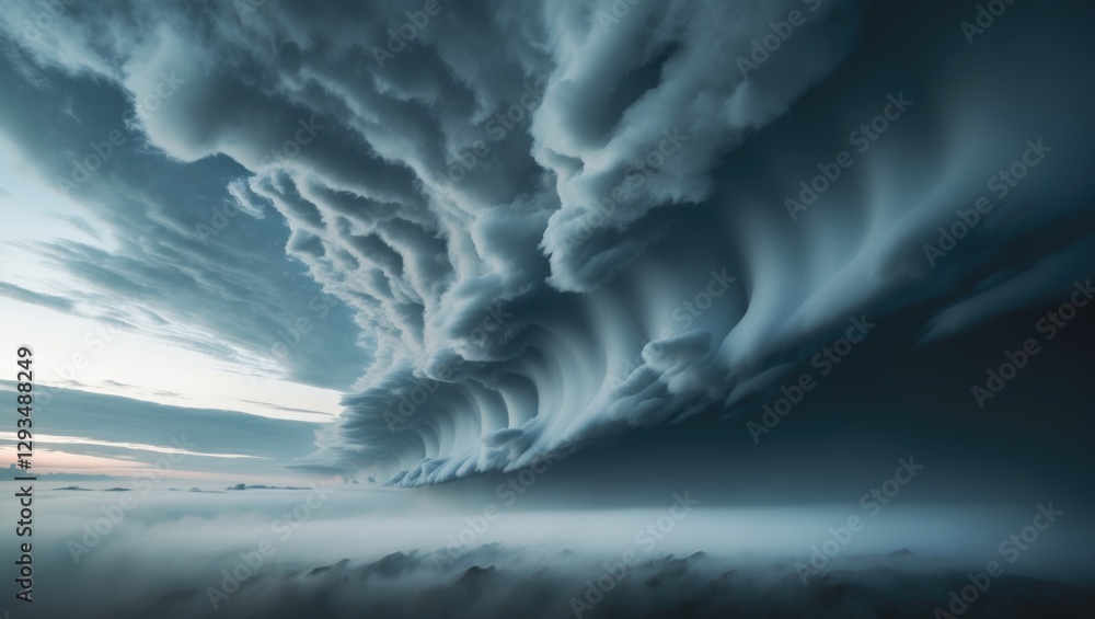 Poster dramatic rain clouds forming abstract sky background with soft light and motion for atmospheric natu
