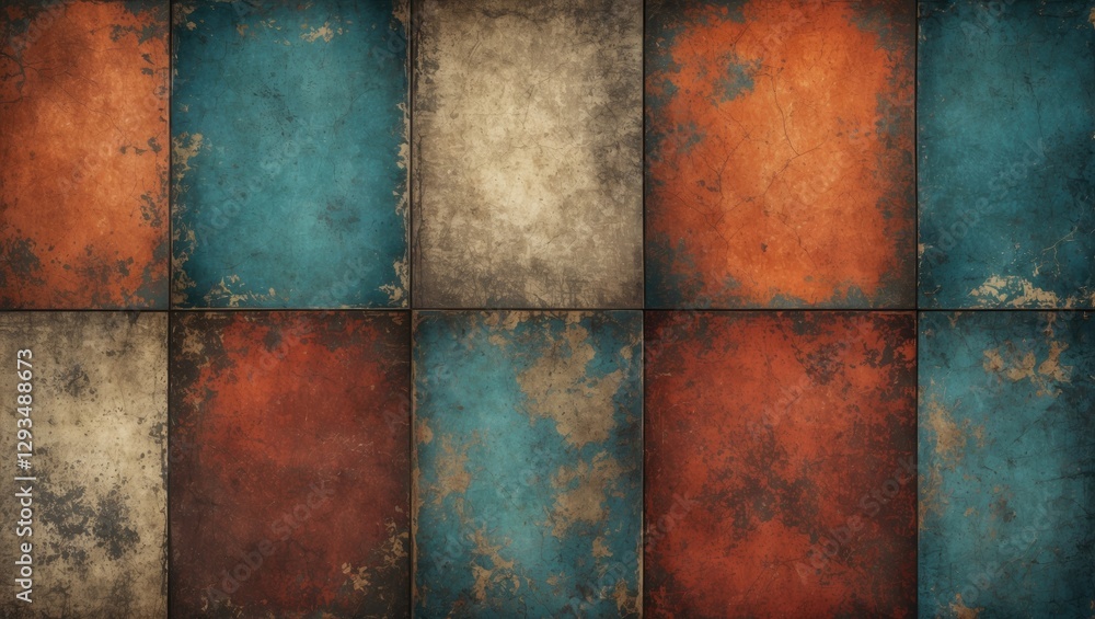 Poster antique grunge textured background with colorful faded patterns for versatile design and artistic ap