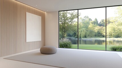 Obraz premium Modern Zen Room with Garden View, Interior Design