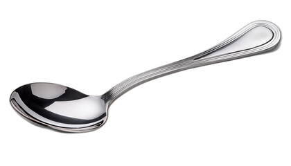 Stainless steel soup spoon isolated on white background