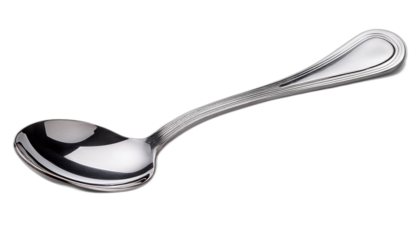Stainless steel soup spoon isolated on white background