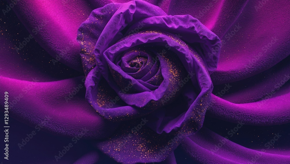 Poster elegant purple rose with shimmering textures and deep violet background creating a luxurious and dre