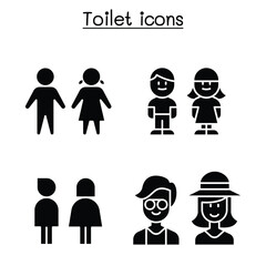 Toilet icon set in thin line style