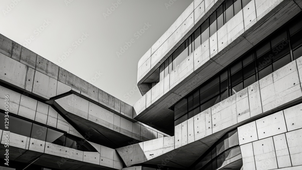 Aufkleber abstract architectural design of a contemporary office building showcasing concrete structures and l