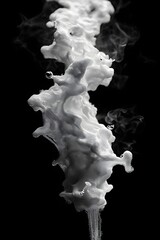 Fototapeta premium Abstract monochrome ink diffusion on black background