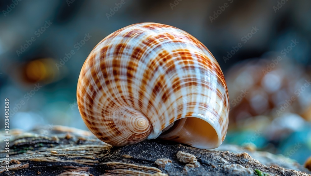 Aufkleber intricate nautical shell exhibiting vivid patterns and rich colors on natural background