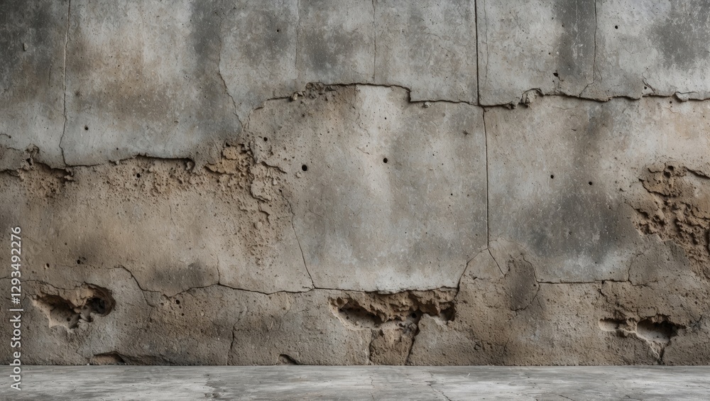 Poster weathered cement wall with cracks and peeling texture suitable for backgrounds or design projects