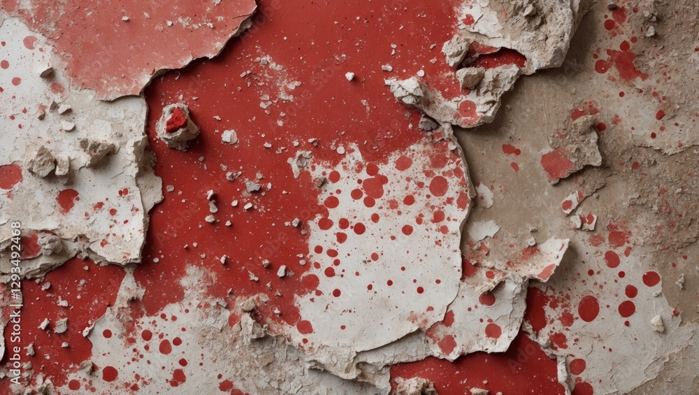 Aufkleber abstract texture featuring red spotted plaster with peeling layers, ideal for backgrounds and artist