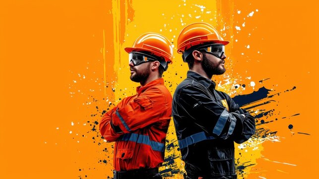 Two Experienced Workers in Standing Pose with Safety Gear