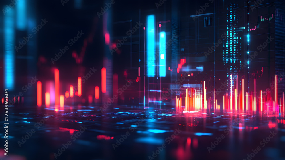 Poster dynamic data visualization and analytics digital environment graphic design technology inspired mini