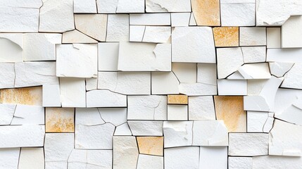 Textured white tiles arranged in a unique pattern on a wall.