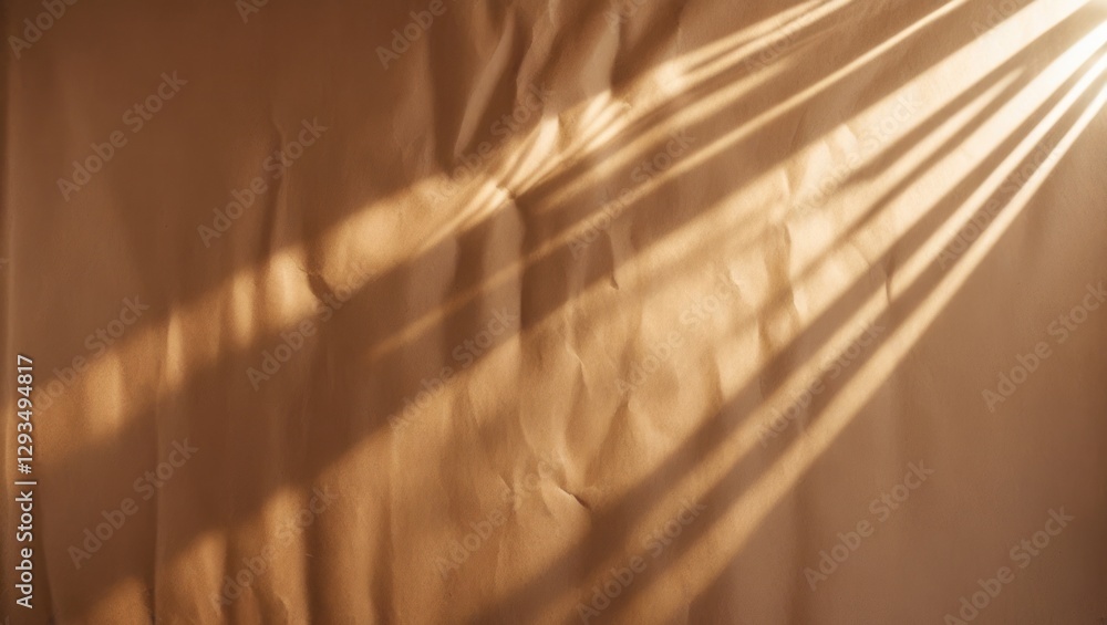 Aufkleber Warm brown paper texture with subtle sunlight rays creating a natural backdrop for photography or design projects.